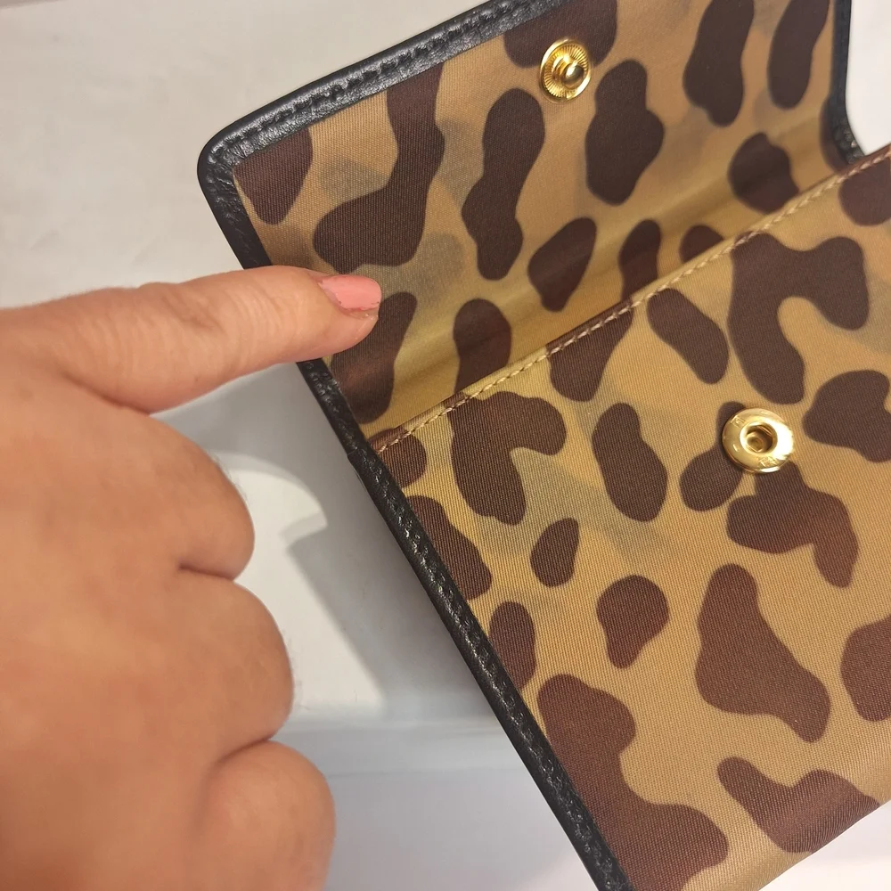 kate spade Leopard Print Bifold Wallet with Black Trim